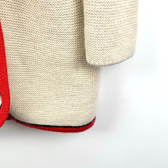 DM0093 Gucci Womens Beige Wool Knit Cardigan With NY Patch & Red Trim - Picture 4 of 8